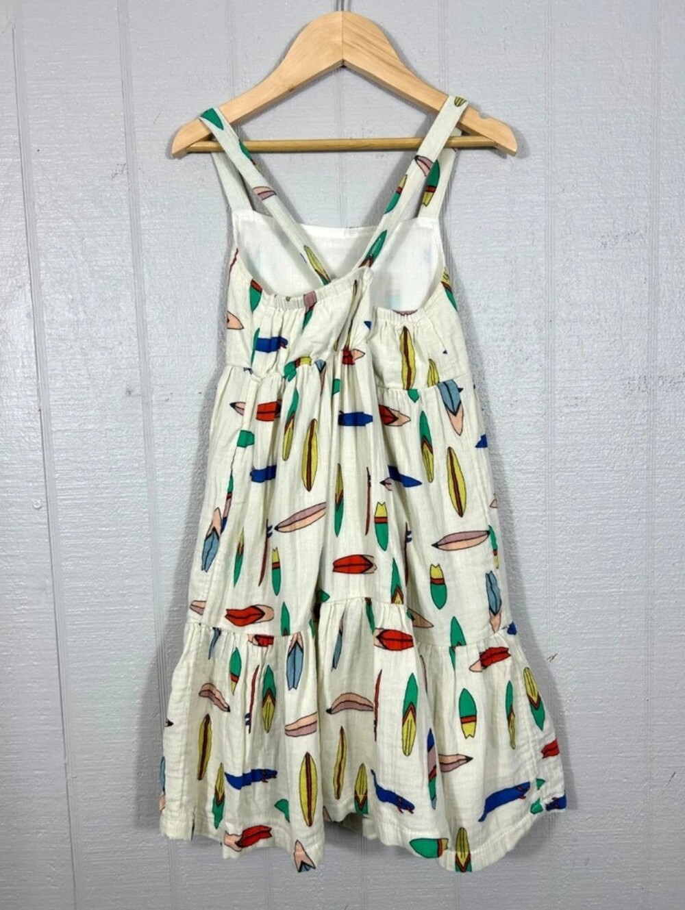 Girls' Cream Feather-Print Tiered Sundress - Picture 2 of 4